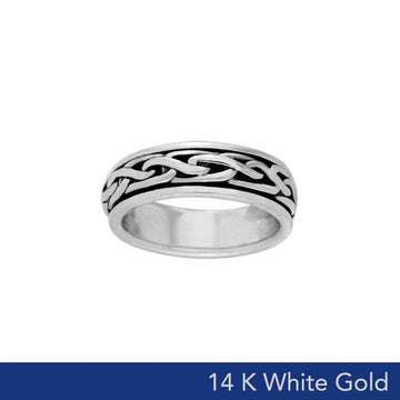 Celtic Knotwork 14K White Gold Spinner Ring WTR1693 - Jewelry